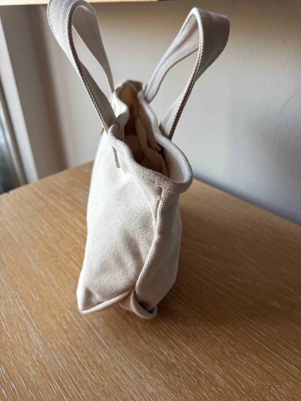 Parke x Target - Mini Canvas Tote Bag in Natural Cream with Red Embroidered Logo - Picture 5 of 16